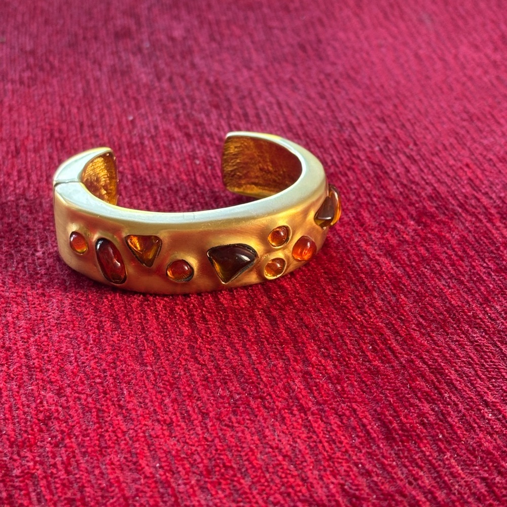 Les Bernard Vintage Gold Gripoix Hinge Bangle